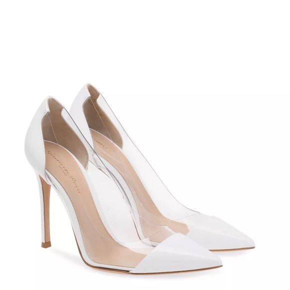Gianvito Rossi White Leather & Flexi Pointed Toes Pumps NEW - Picture 4 of 8